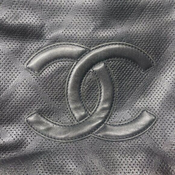 Authentic CHANEL CC Large Executive Perforated Leather Tote Shoulder Bag Black - Picture 7 of 14